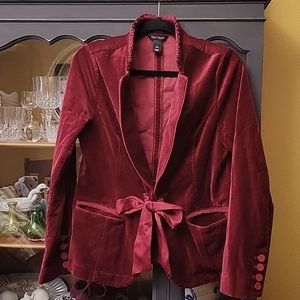 White House Black Market velvet oxbloodish blazer Sz 12.